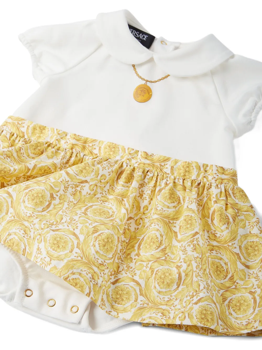Versace Kids Jurk met Barocco-print Wit