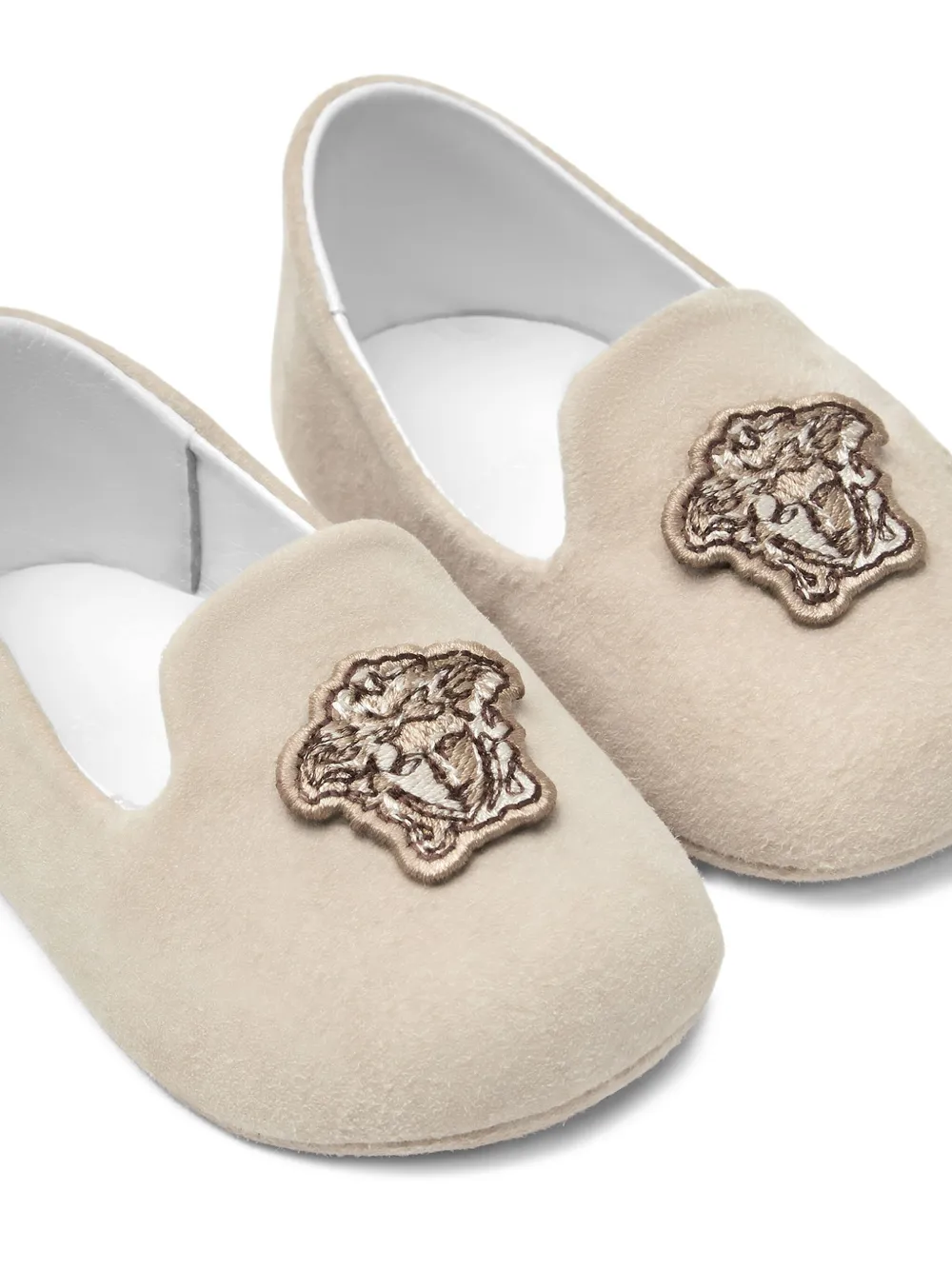 Versace Kids Medusa-appliqué crib shoes Neutrals