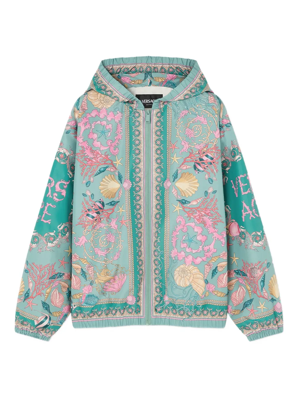 Versace Kids Underwater Barocco jack met capuchon Groen