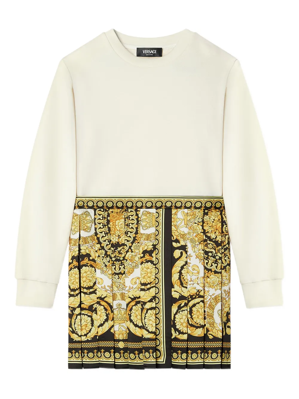 Versace Kids Sweaterjurk met Barocco-print Wit