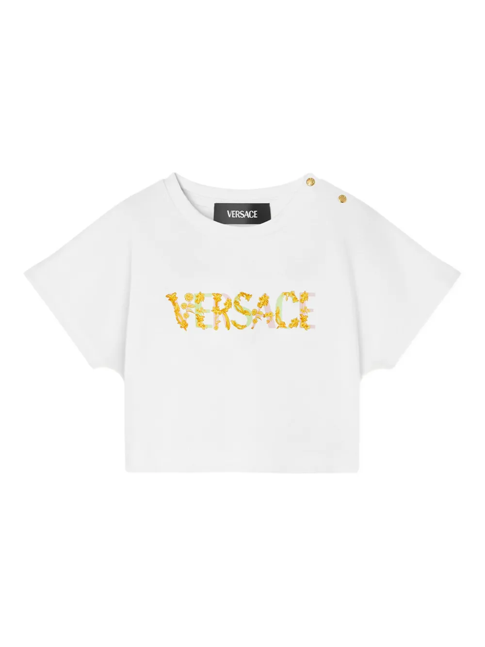 Versace Kids Cropped T-shirt met logoprint Wit