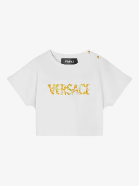 Versace Kids logo-print cropped T-shirt