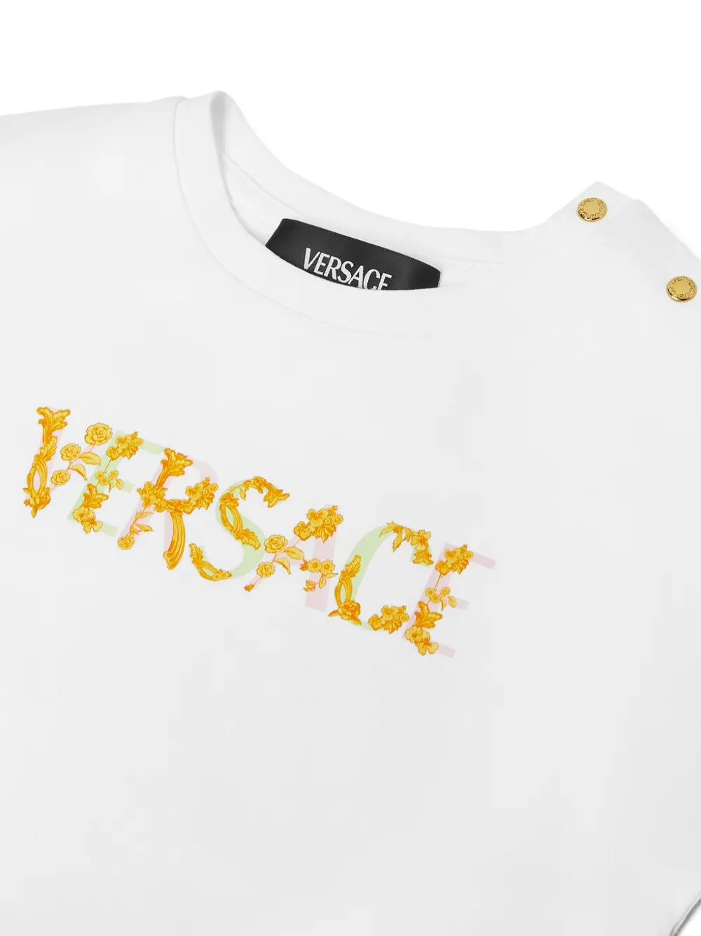 Versace Kids Cropped T-shirt met logoprint Wit