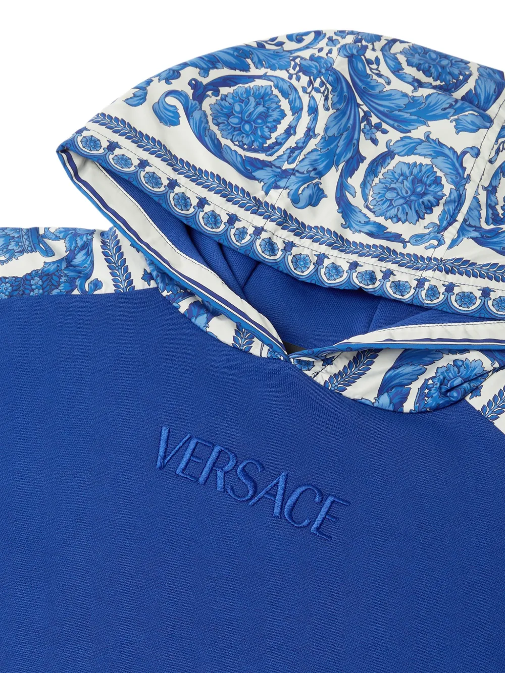 Versace Kids Hoodie met barokprint Blauw