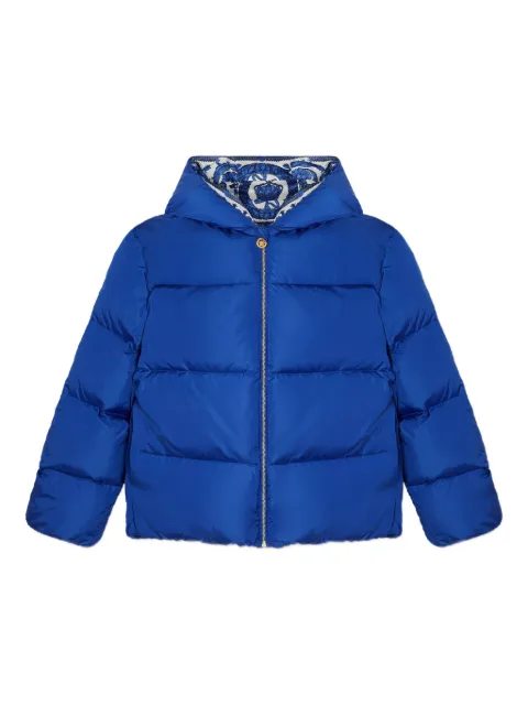 Versace Kids Barocco Foulard hooded puffer jacket