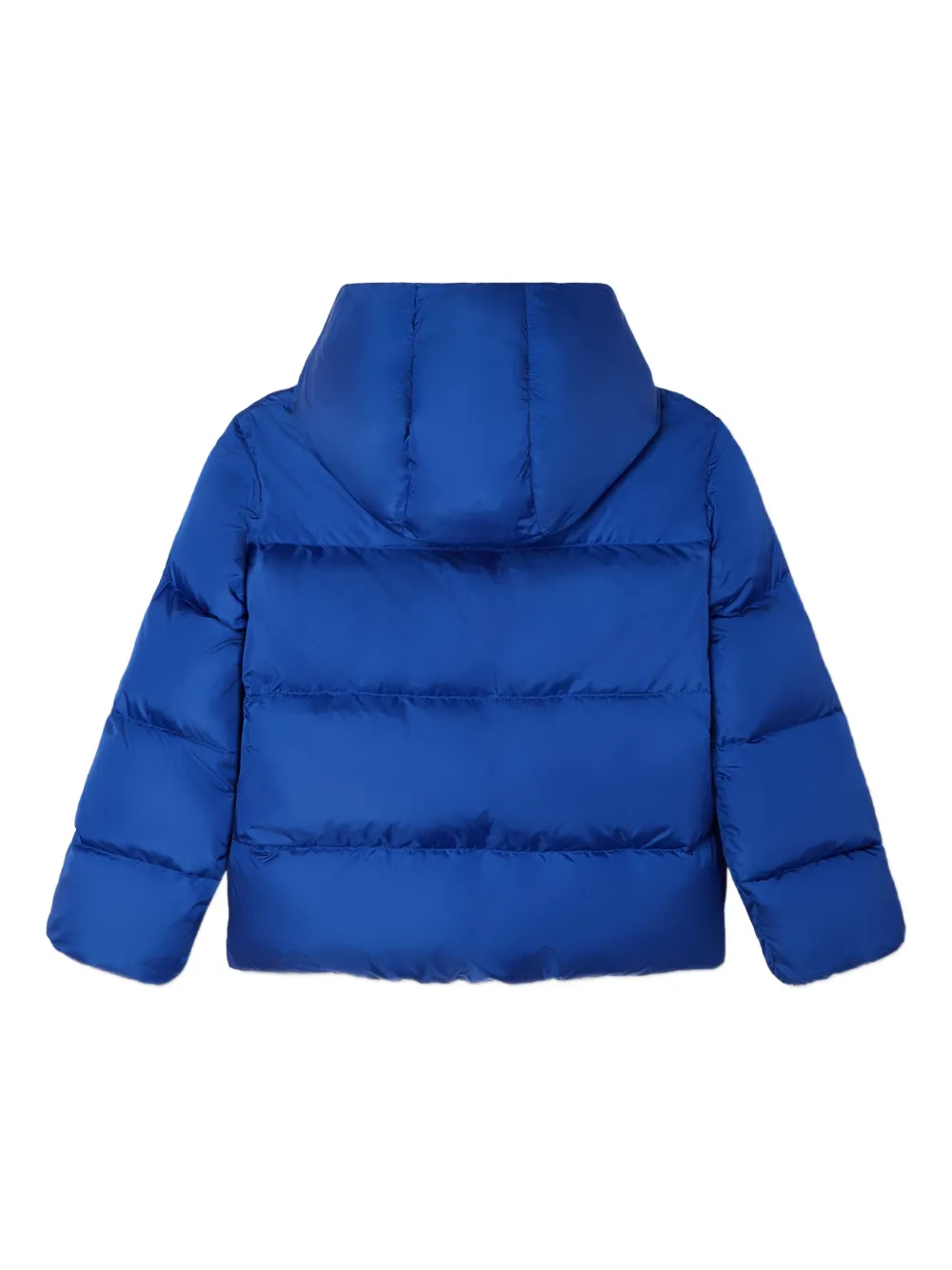 Versace Kids Barocco Foulard hooded puffer jacket Blauw
