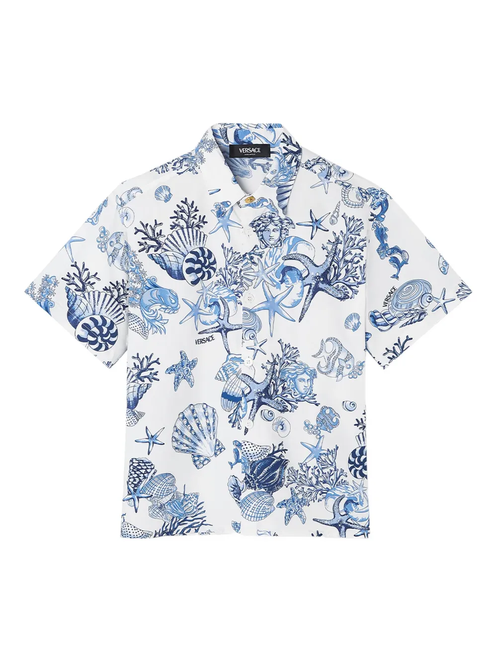 Versace Kids Underwater Barocco shirt met korte mouwen Wit