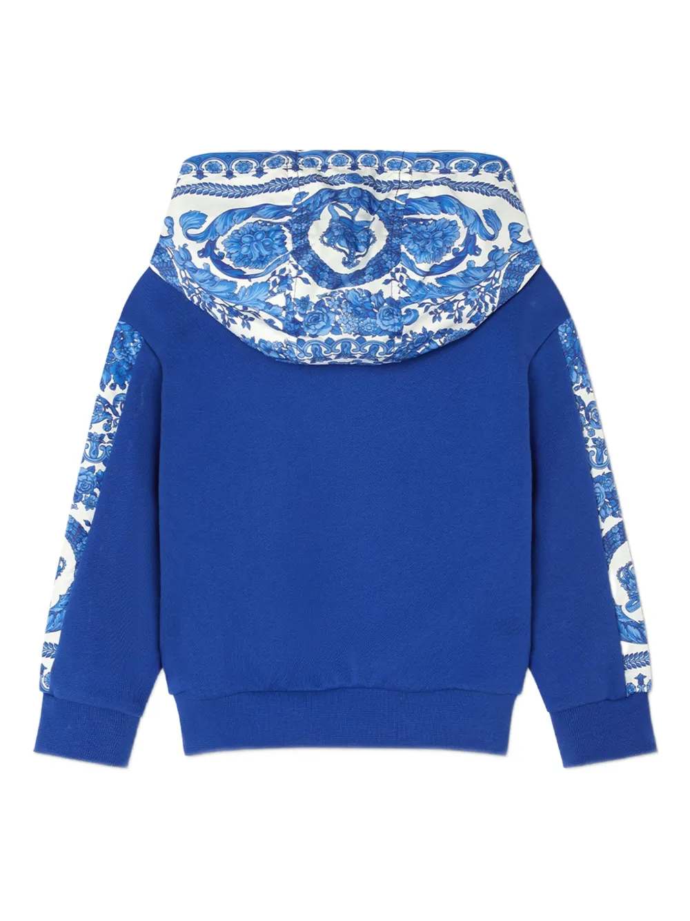 Versace Kids Barocco Foulard hoodie met patroon op de mouwen Blauw