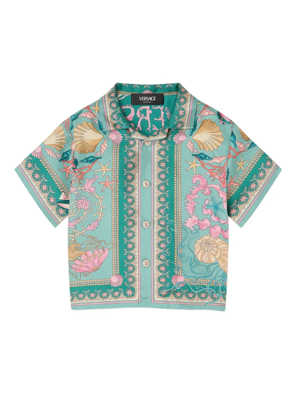 Versace Kids アンダーウォーターバロッコ シャツ - グリーン Versace Kids アンダーウォーターバロッコ シャツ - グリーン