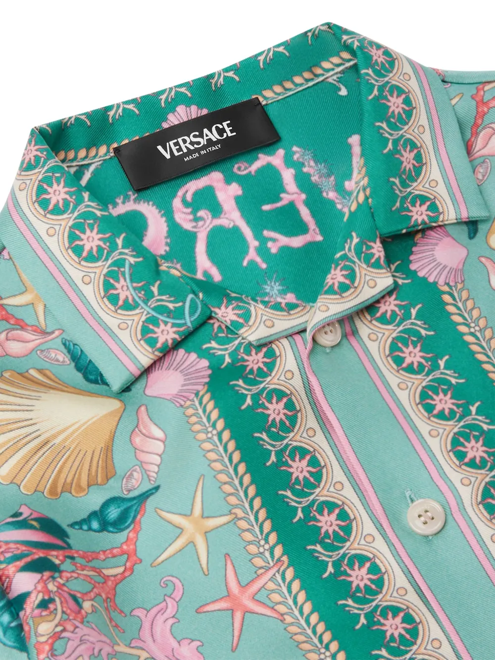 Versace Kids Underwater Barocco shirt met korte mouwen Groen