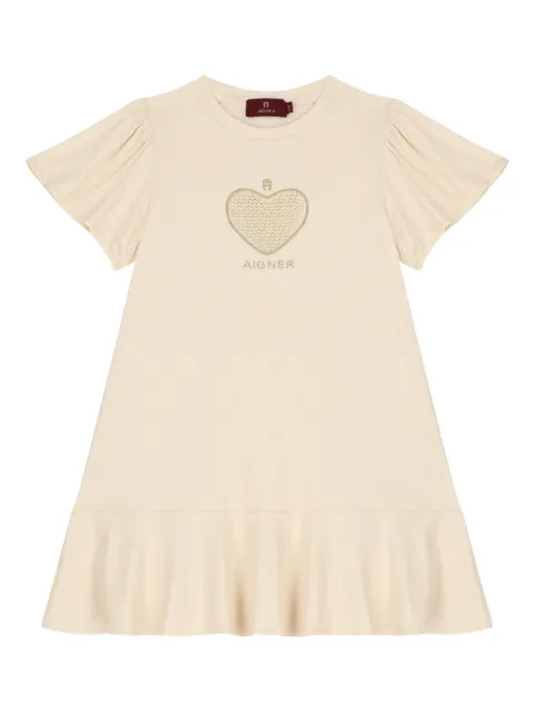 Aigner Kids heart-detail short-sleeve dress