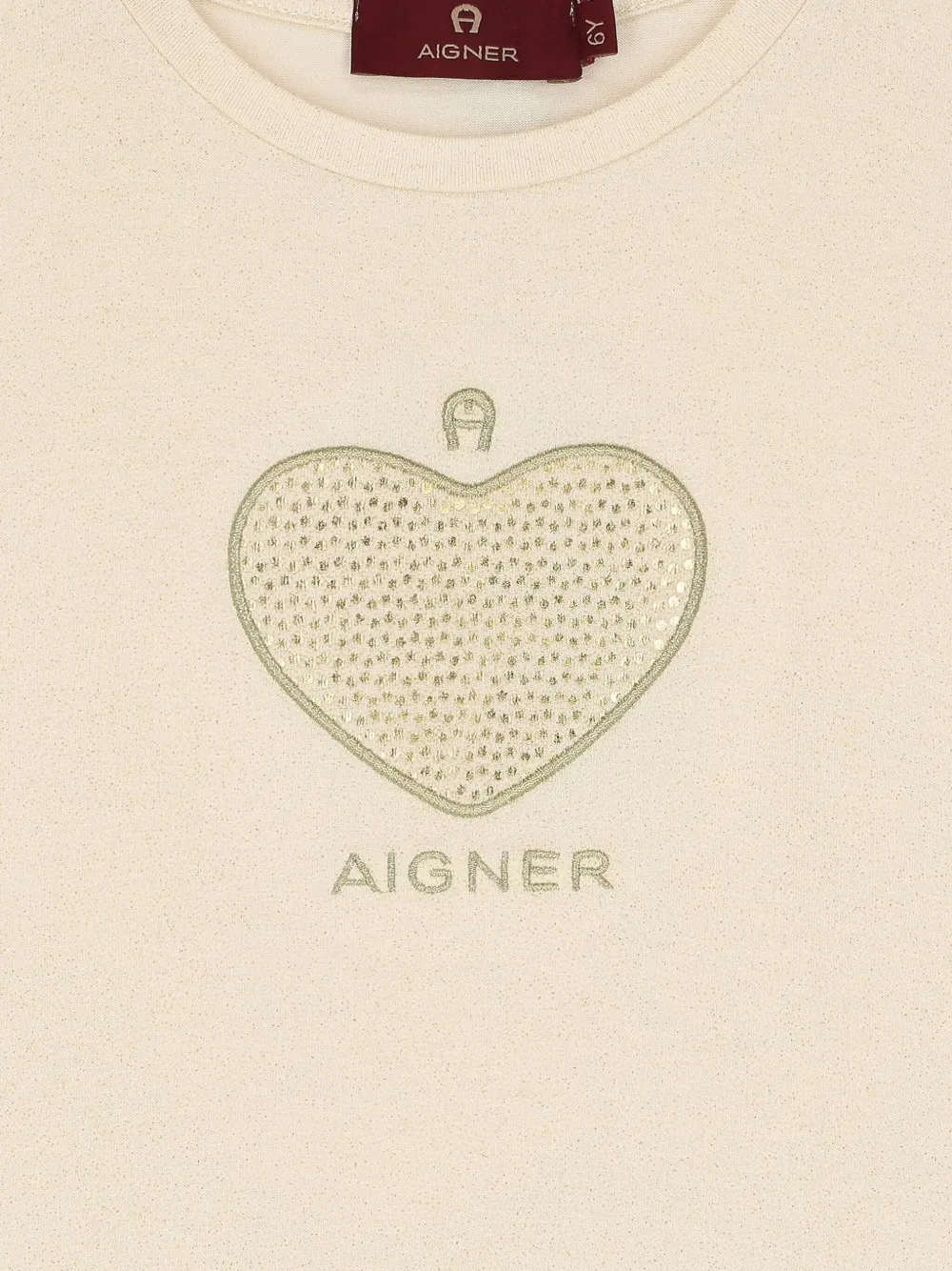 Aigner Kids Jurk met korte mouwen en hartdetail Beige