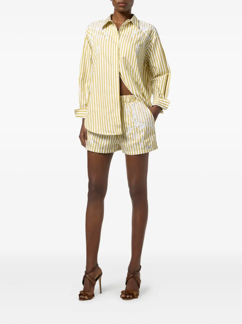Elisabetta Franchi Gestreept shirt - Geel