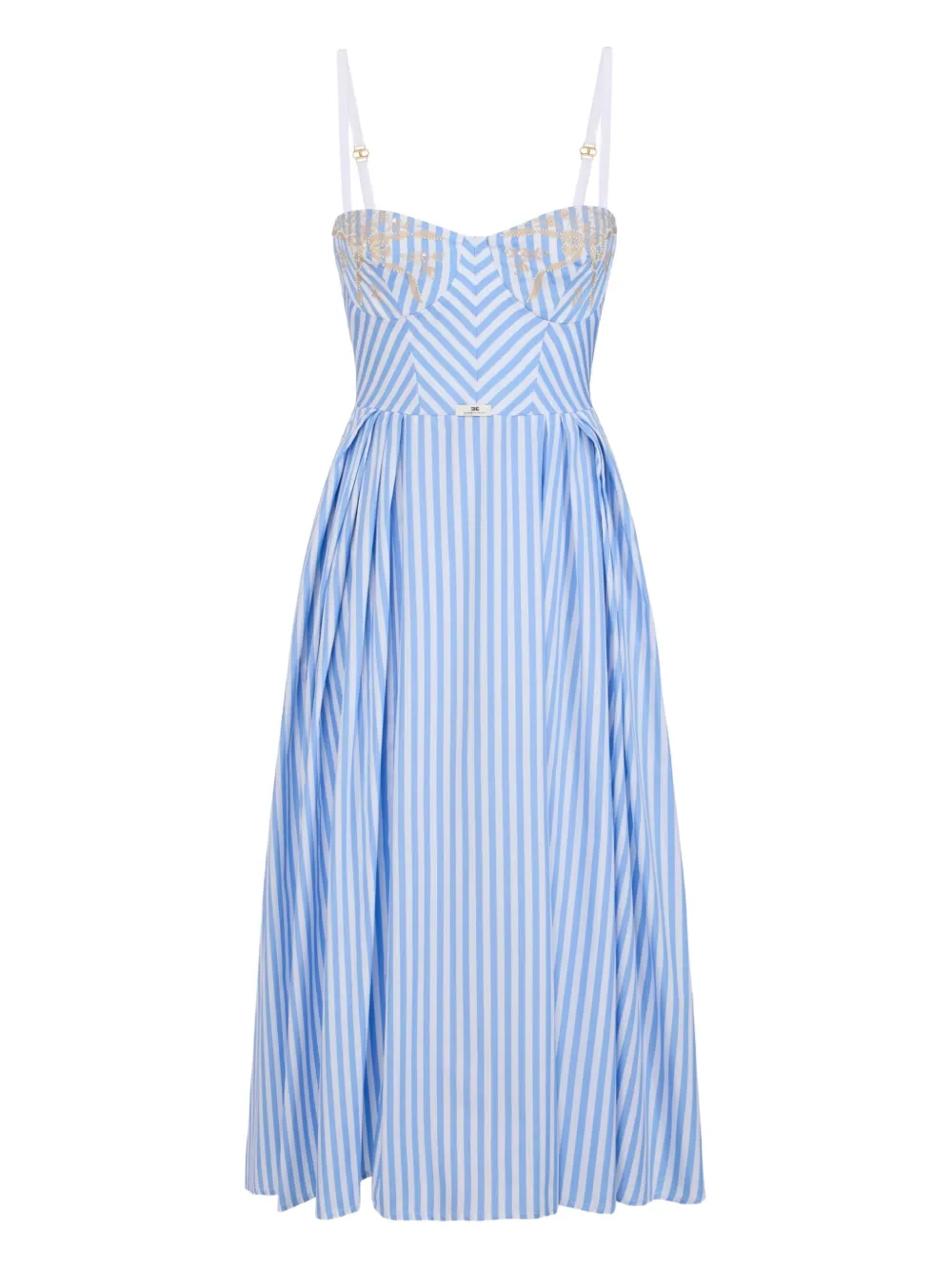 Elisabetta Franchi Gestreepte bustier midi-jurk Blauw