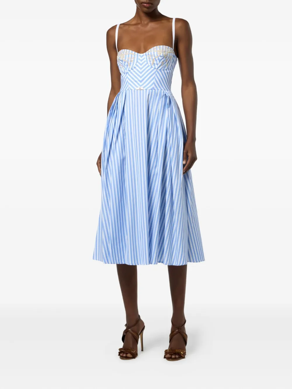 Elisabetta Franchi Gestreepte bustier midi-jurk - Blauw