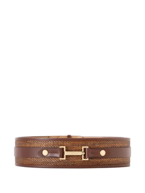 Elisabetta Franchi leather-trim raffia belt
