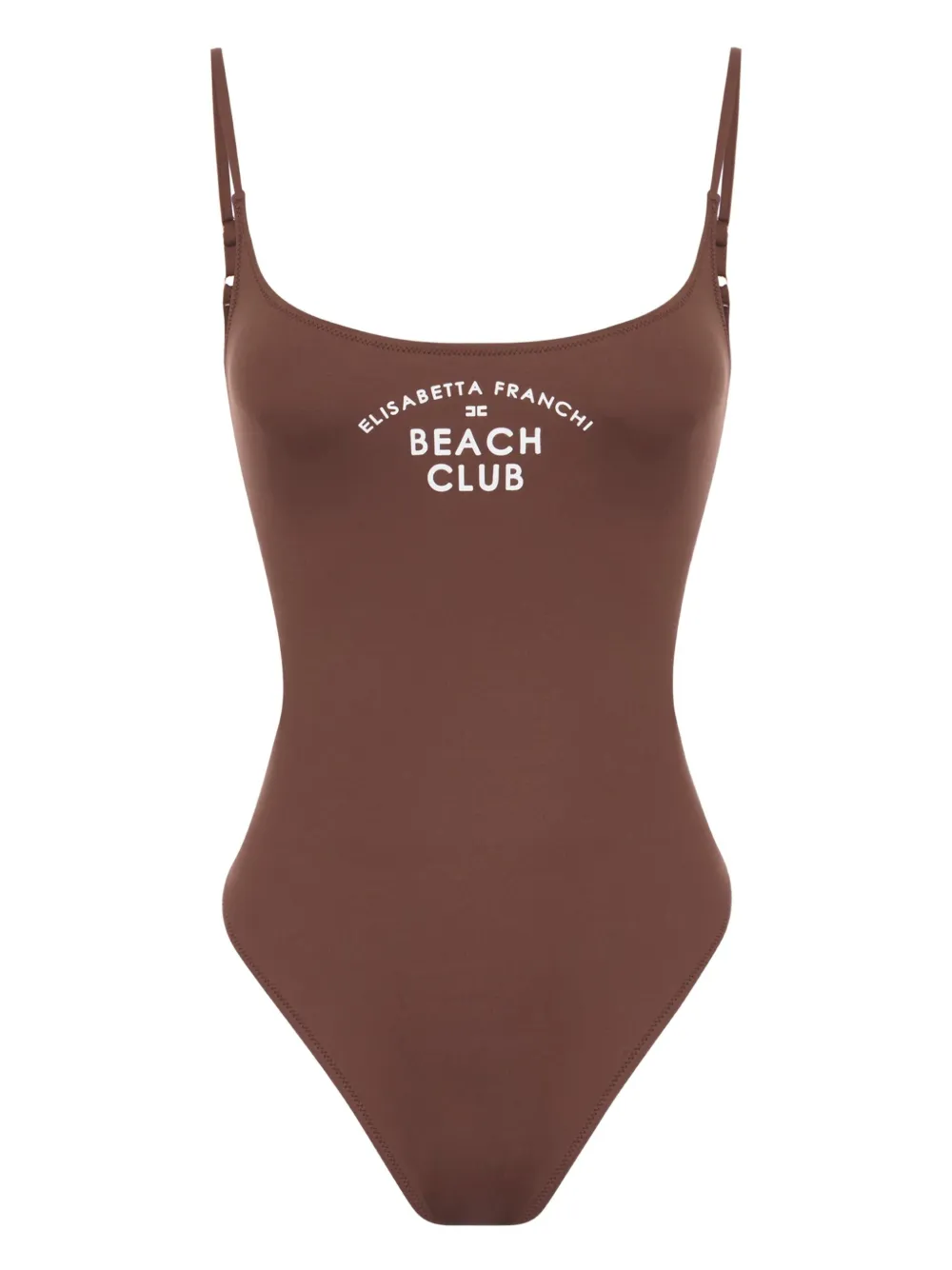 Elisabetta Franchi Logo-print Swimsuit In Brown