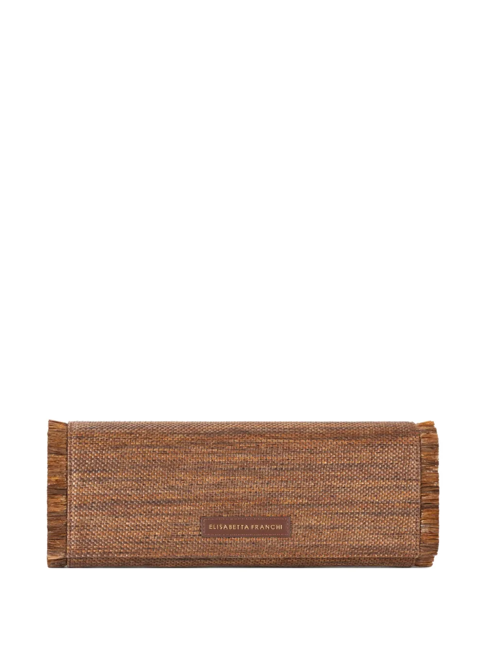 Elisabetta Franchi logo-patch clutch bag | Brown | Image 1