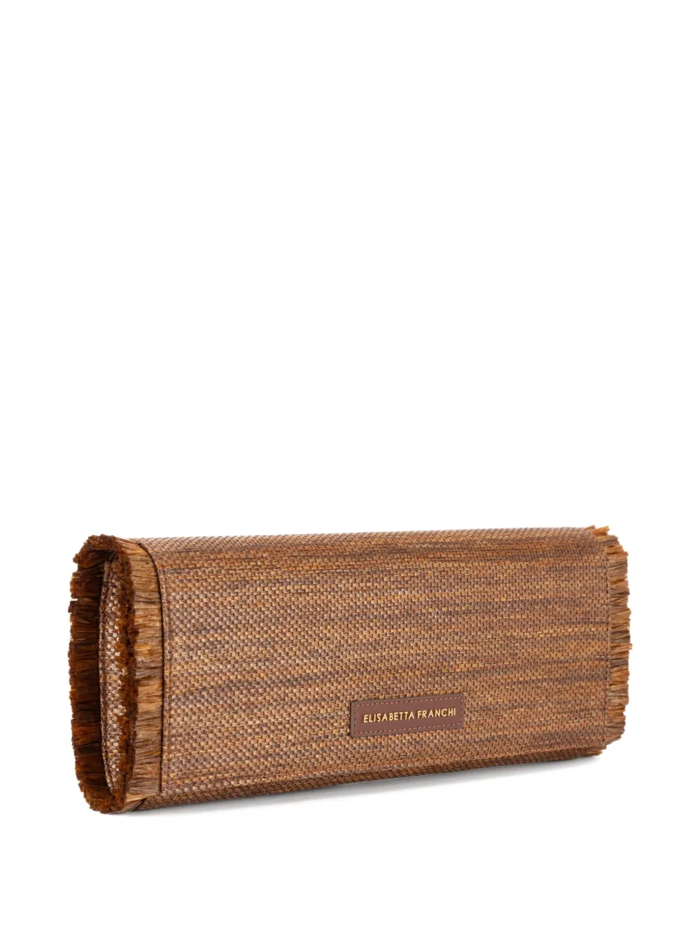 Elisabetta Franchi Clutch met logopatch Bruin