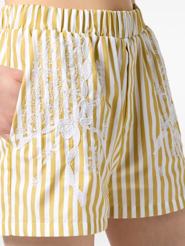 【希少】ELISABETTA FRANCHI 刺繍 コットンポプリンショーツ Elisabetta Franchi ポプリン ショートパンツ | ホワイト