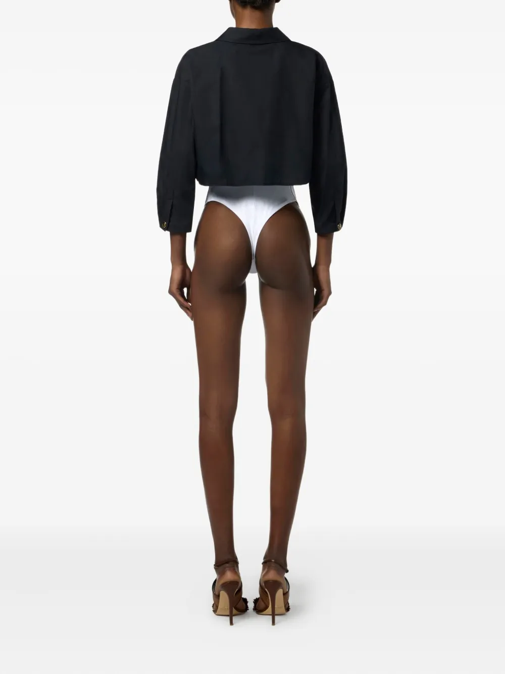 Elisabetta Franchi Cropped blouse met borduurwerk Zwart