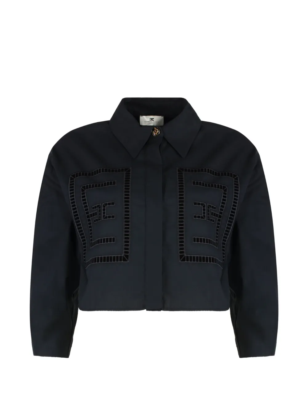 Elisabetta Franchi Camicia crop con ricamo - Nero