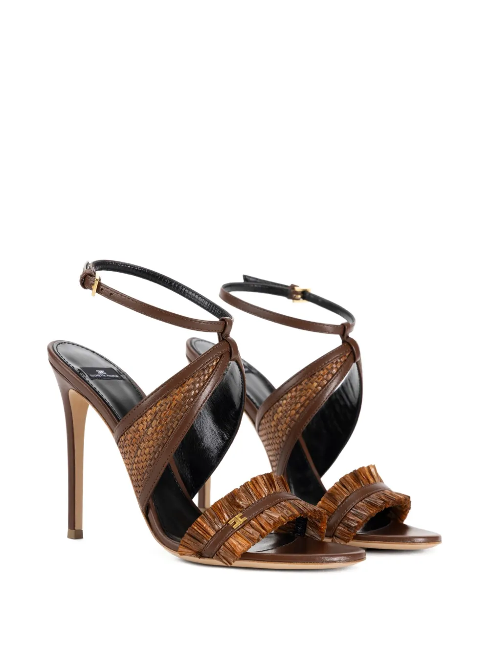 Elisabetta Franchi logo-detail sandals Brown
