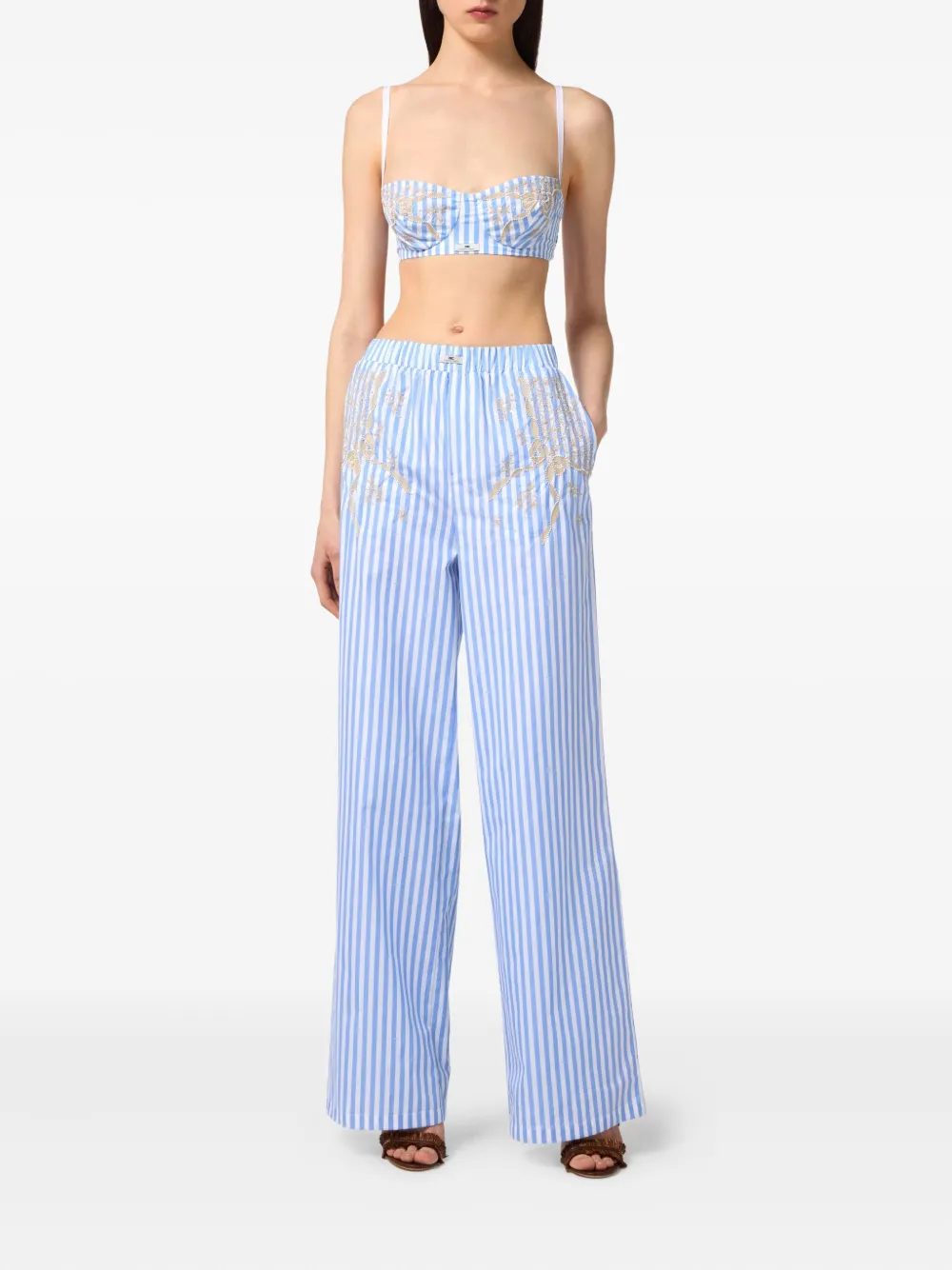 Elisabetta Franchi Gestreepte bh - Blauw