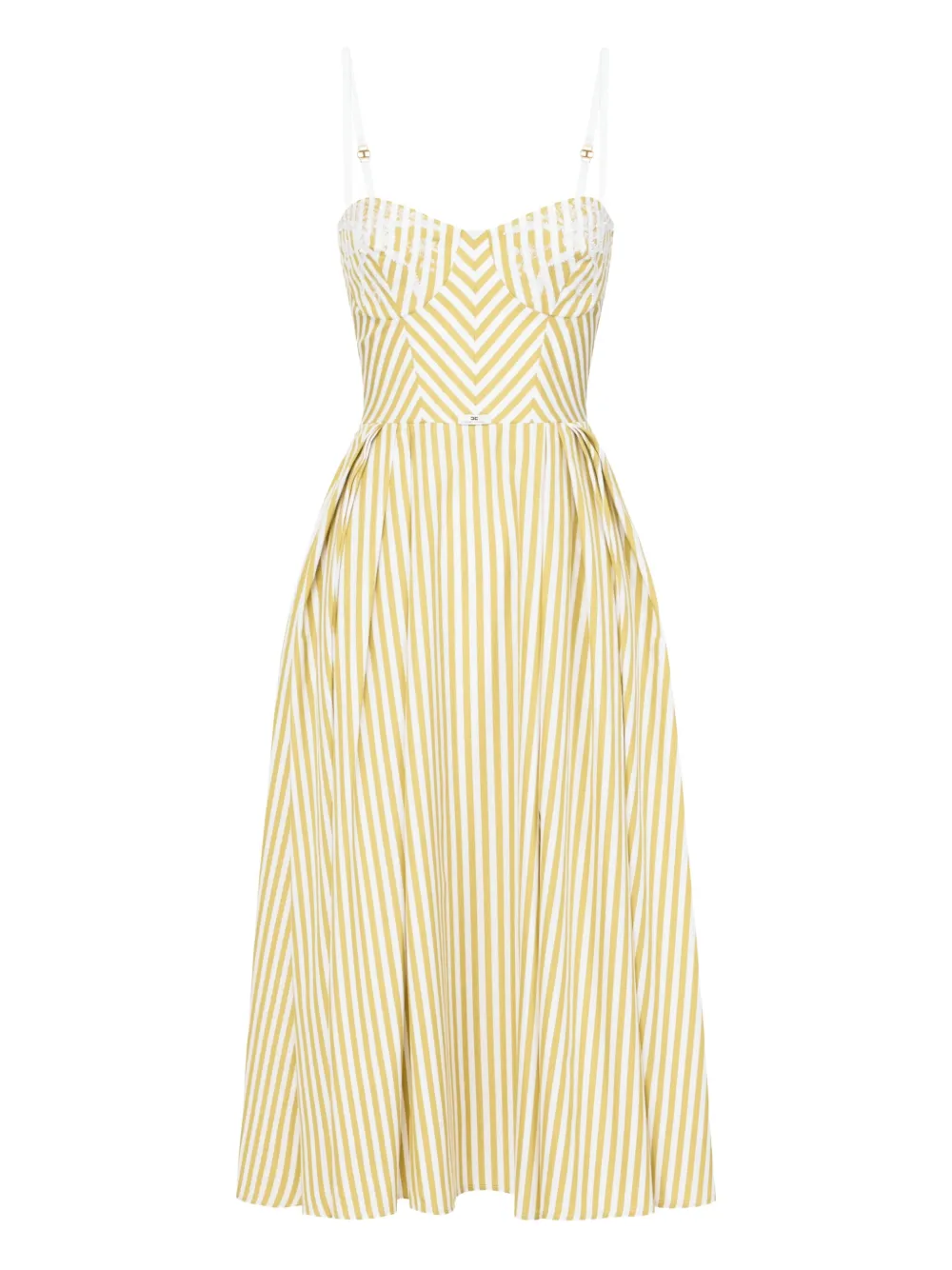 striped sweetheart-neck dress