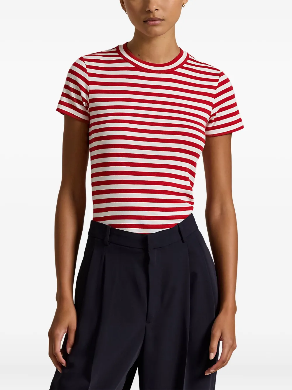 Polo Ralph Lauren Gestreept T-shirt met ronde hals Rood