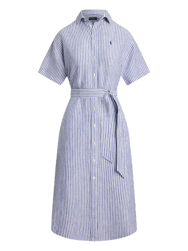 Polo Ralph Lauren Linen Short Sleeve Dress | Blue | FARFETCH Polo Ralph Lauren Linen Short Sleeve Dress | Blue | FARFETCH