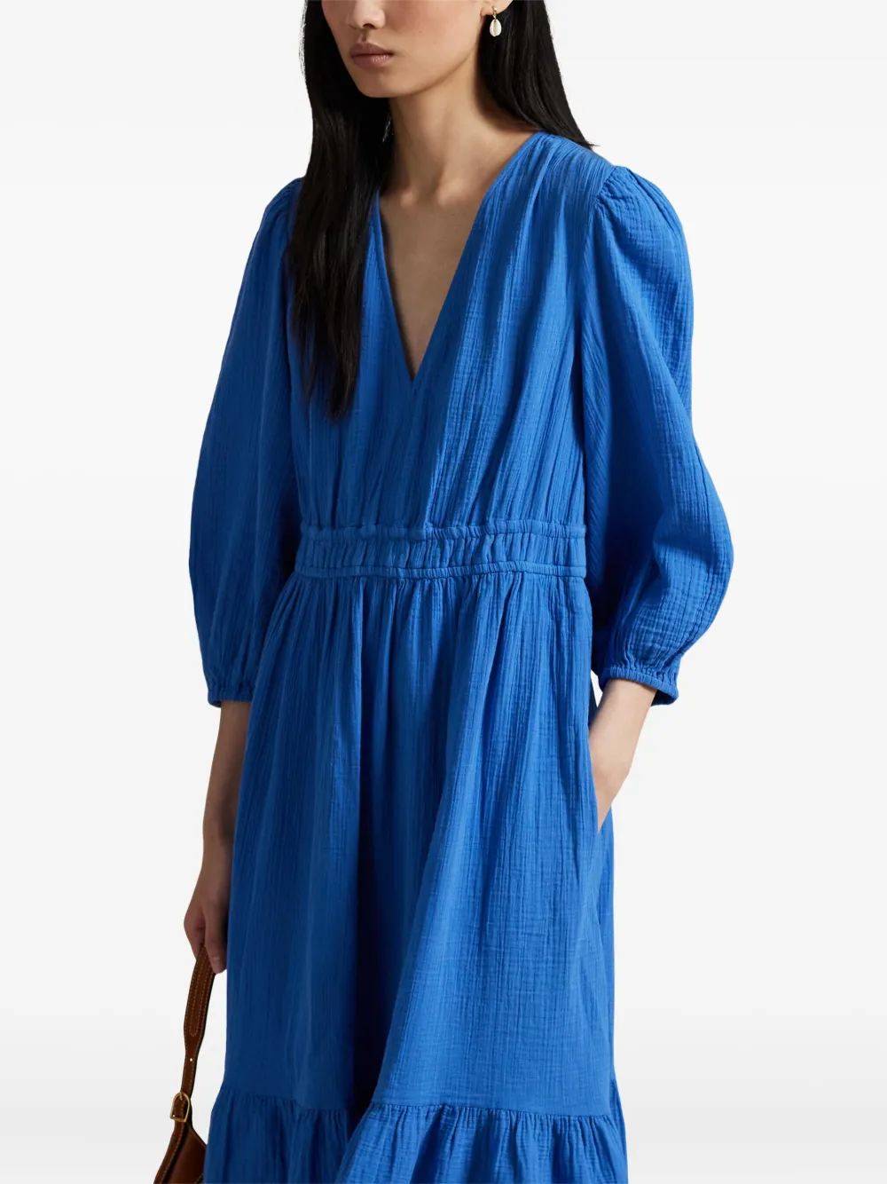 Polo Ralph Lauren Midi-jurk met V-hals Blauw