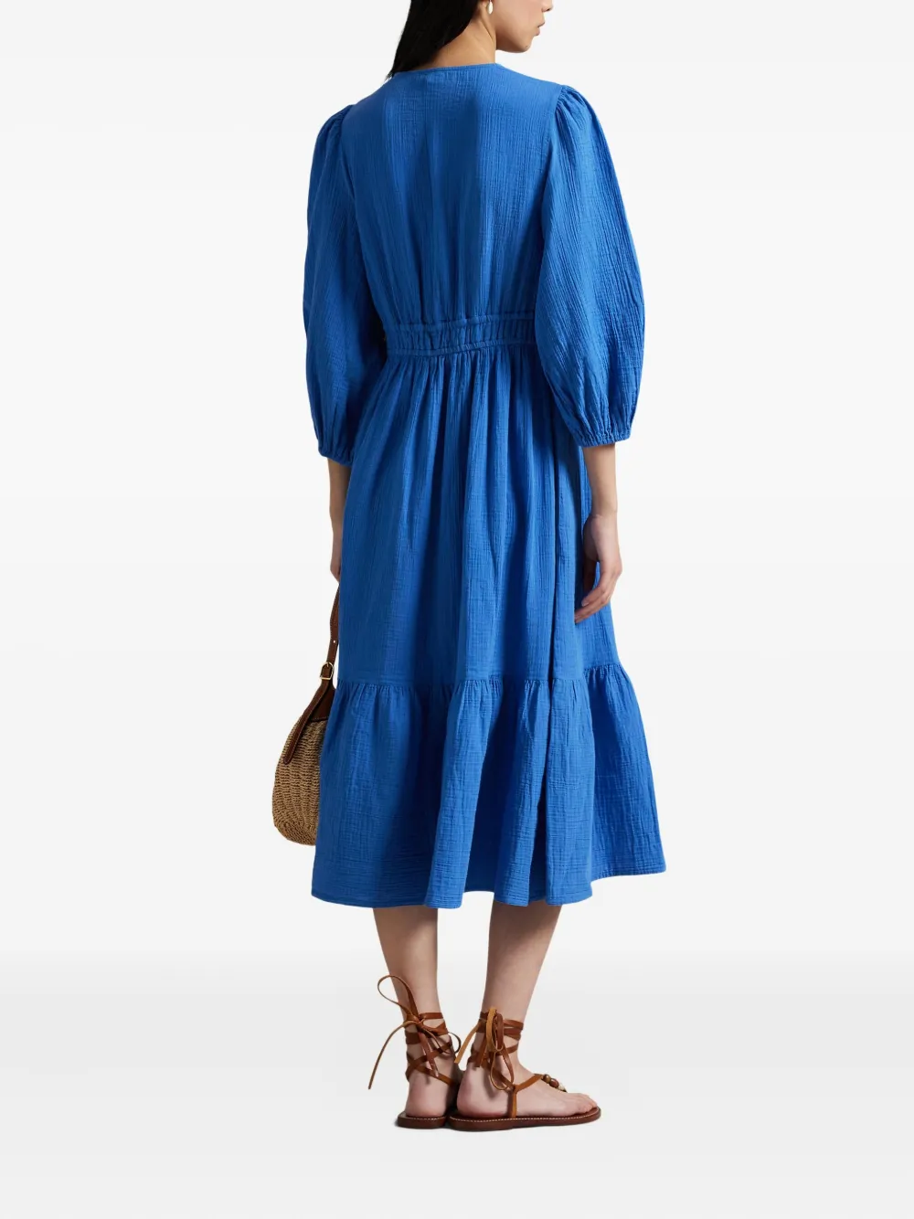 Polo Ralph Lauren Midi-jurk met V-hals Blauw