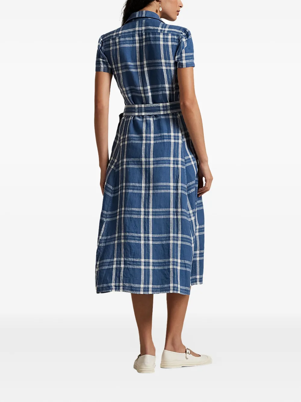 Polo Ralph Lauren Geruite blousejurk Blauw