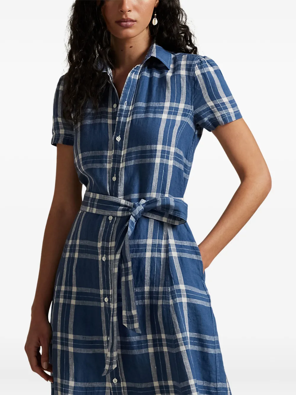 Polo Ralph Lauren Geruite blousejurk Blauw