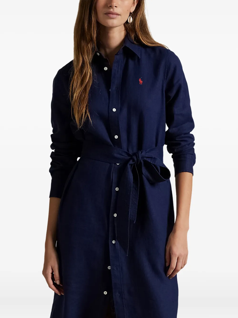 Polo Ralph Lauren Blousejurk met knopen en ceintuur Blauw