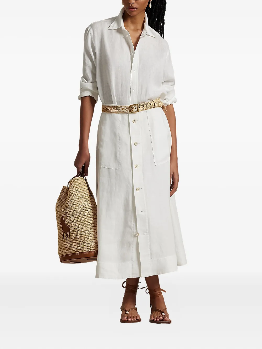 Polo Ralph Lauren falda midi con botones en la parte delantera | Faldas acampanadas | Image 2