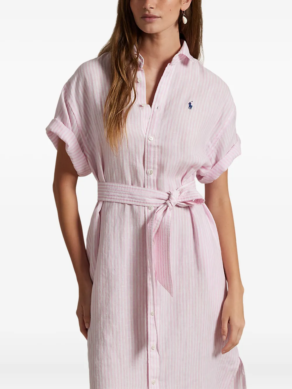 Polo Ralph Lauren linen short sleeve dress Roze