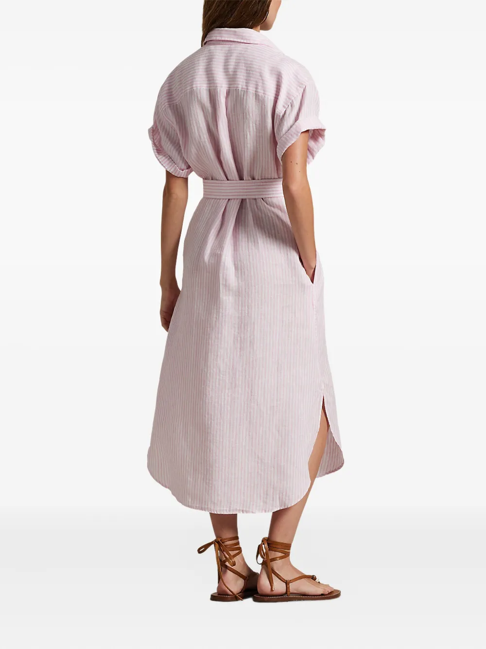 Polo Ralph Lauren linen short sleeve dress Roze