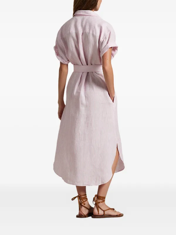 Polo Ralph Lauren Linen Short Sleeve Dress | Pink | FARFETCH