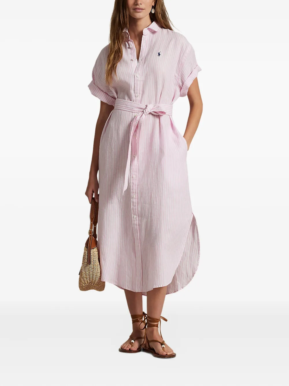 Polo Ralph Lauren linen short sleeve dress - Roze