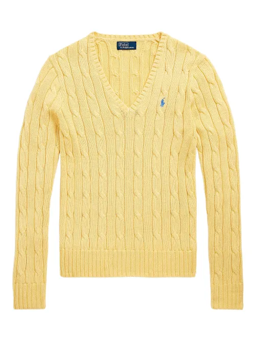 Pull en maille torsadée à col v - Polo Ralph Lauren - Modalova