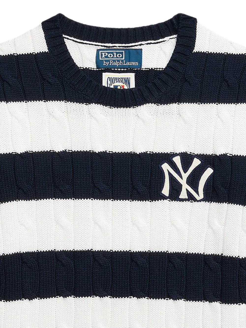 Polo Ralph Lauren striped cable-knit sweater Wit