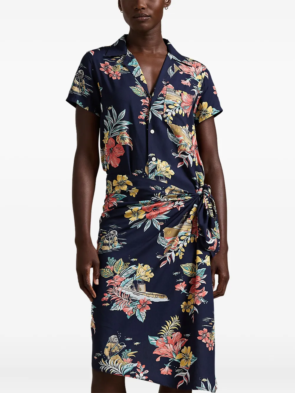 Polo Ralph Lauren Wikkeljurk met bloemenprint Blauw