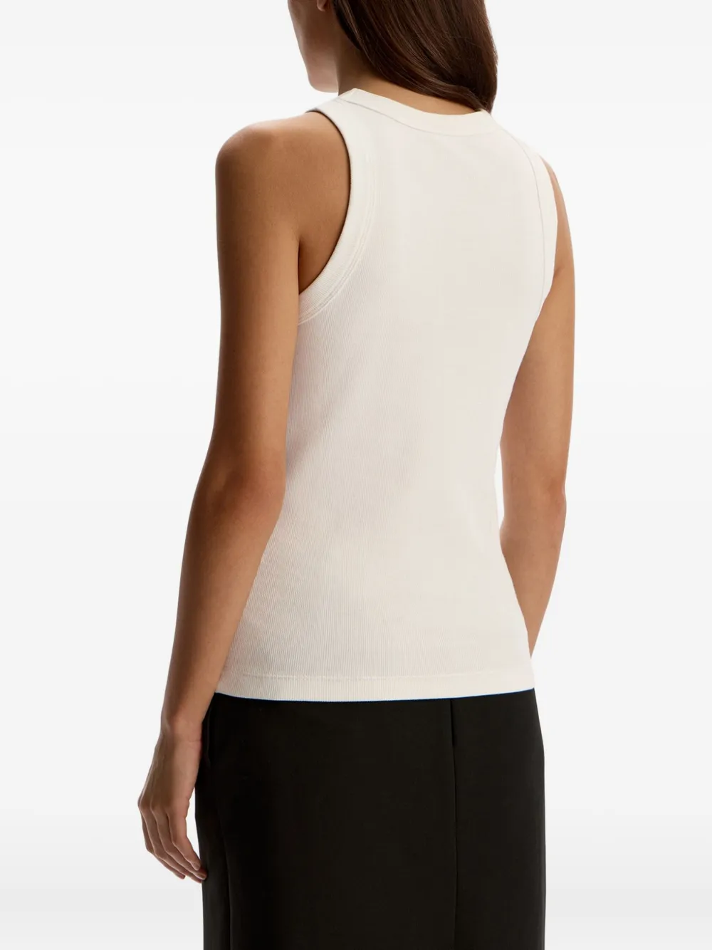 12 STOREEZ Geribbelde tanktop Wit