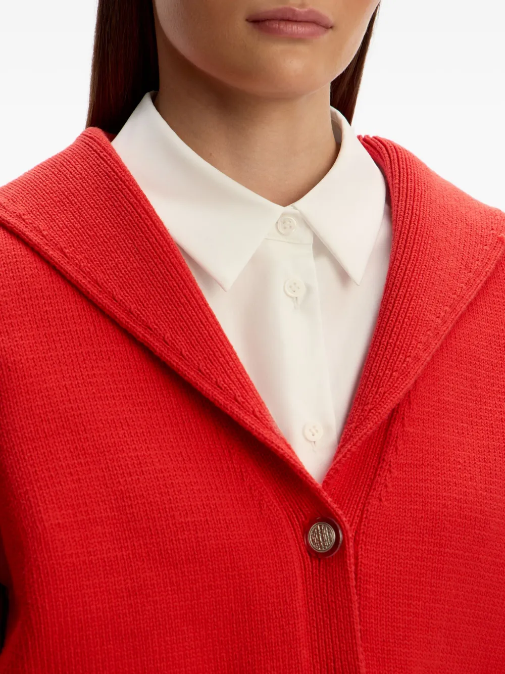 12 Storeez Sailor-collar Cardigan In Red