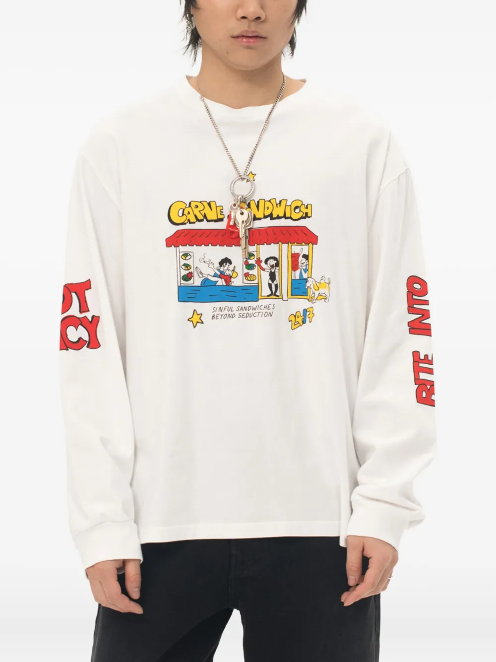 CARNE BOLLENTE Langarmshirt mit grafischem Print | T-Shirts | Image 2