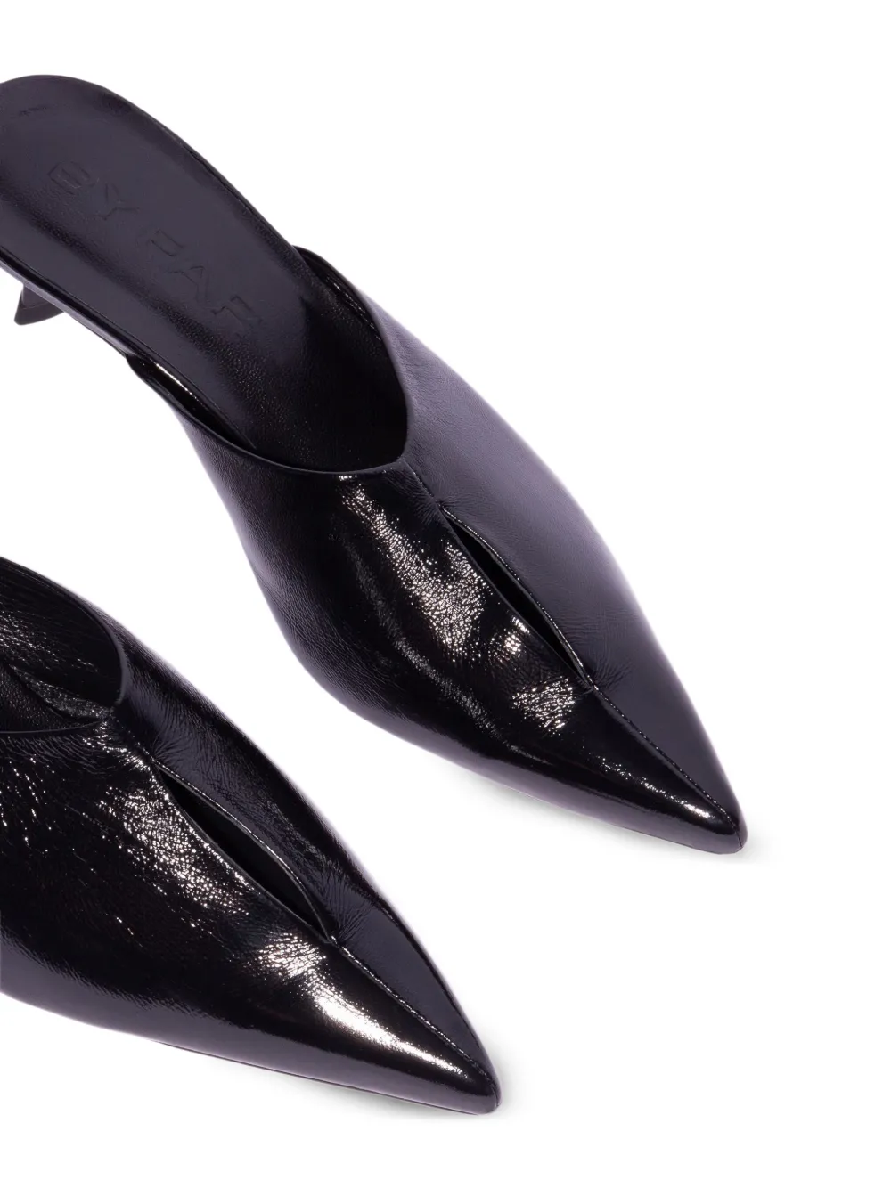 BY FAR 50mm Luciana mules Black Glossed Nappa Leather