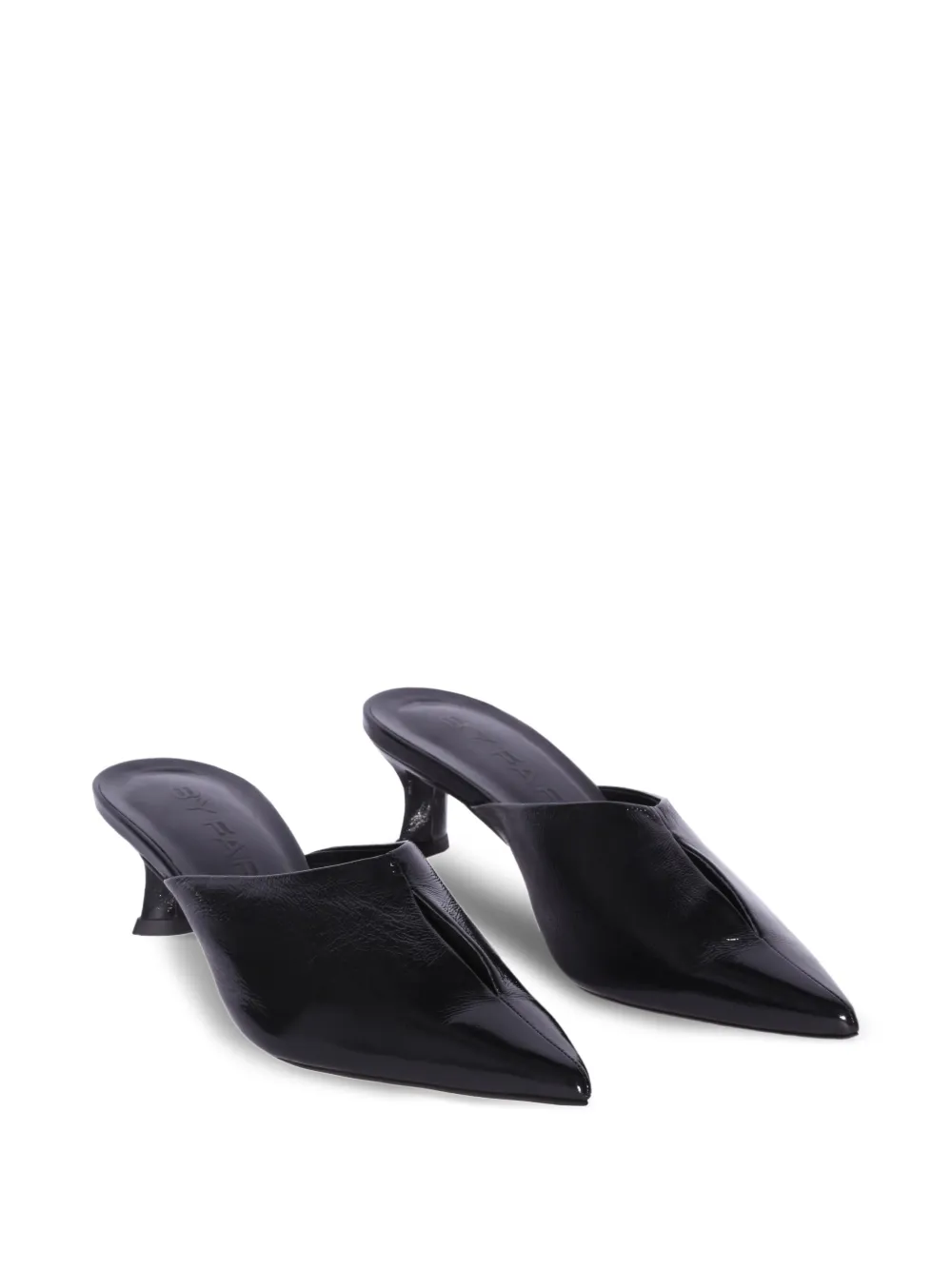 BY FAR 50mm Luciana mules Black Glossed Nappa Leather