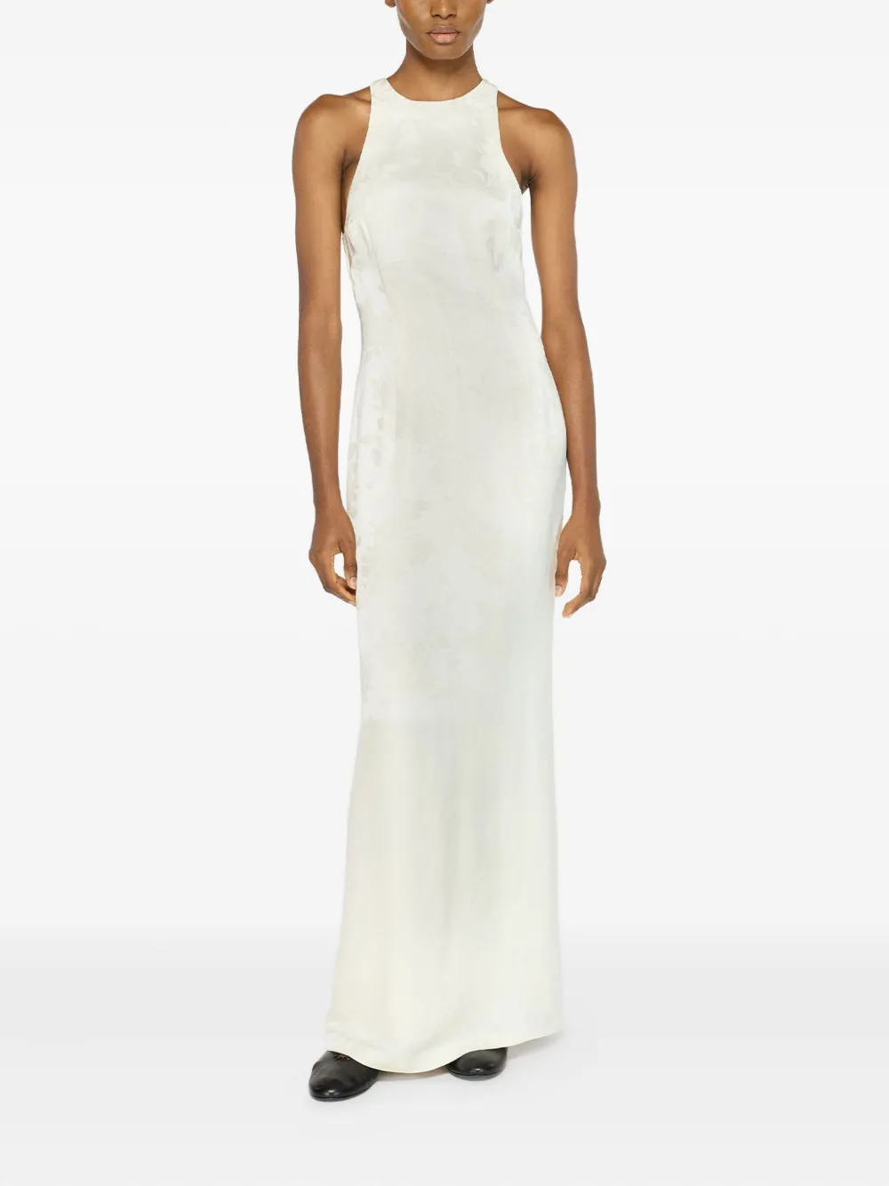 Paris Georgia Maxi-jurk met bloemenjacquard Wit